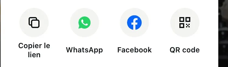 Lien, WhatsApp, Facebook, QR code