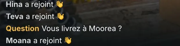 Une question d'un client pendant le direct